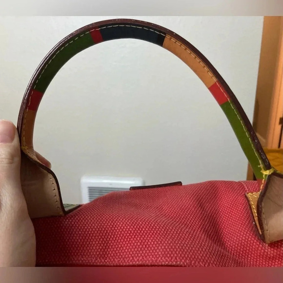 Rare Dooney & Bourke Vintage Small Red Canvas Duffle Bag with Leather Handles - Picture 9 of 16